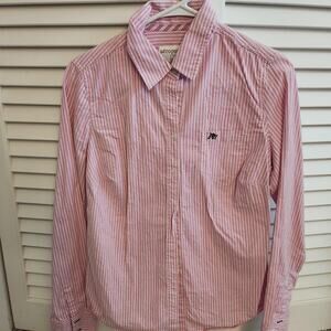 Aeropostale Pink and White Striped Button-up Shirt